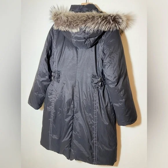 Michael Kors Long Down Coat Jacket Black Womens Size Large Hooded Parka NWT